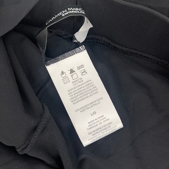 CARMEN MARC VALVO Swim Skirt Large Beach Cover-Up Sheer Slits Pull On Tie Waist - Picture 14 of 16